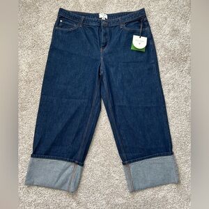 Kate Spade x Target Jeans Women Plus Sz 16 Med Wash High Rise Straight Cuffed kb